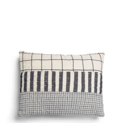 Patchwork Cushion Navy & White Rectangle