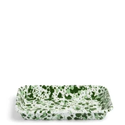 Splatter Large Rectangular Dish Green Enamel