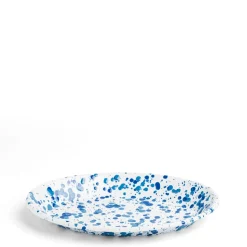 Splatter Oval Dish Blue Enamel