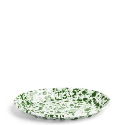 Splatter Oval Dish Green Enamel