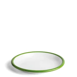White & Green Enamel Plate 26cm
