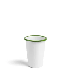 White & Green Large Enamel Tumbler
