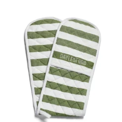 White & Green Stripe Double Oven Glove