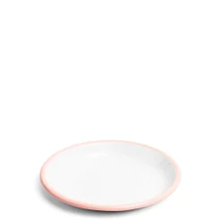 White & Pink Enamel Plate 20cm